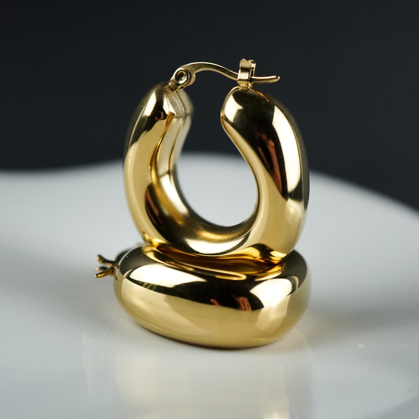 Fat Hoop Earrings Gold