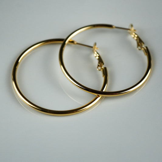 Thin Hoop Earrings Gold