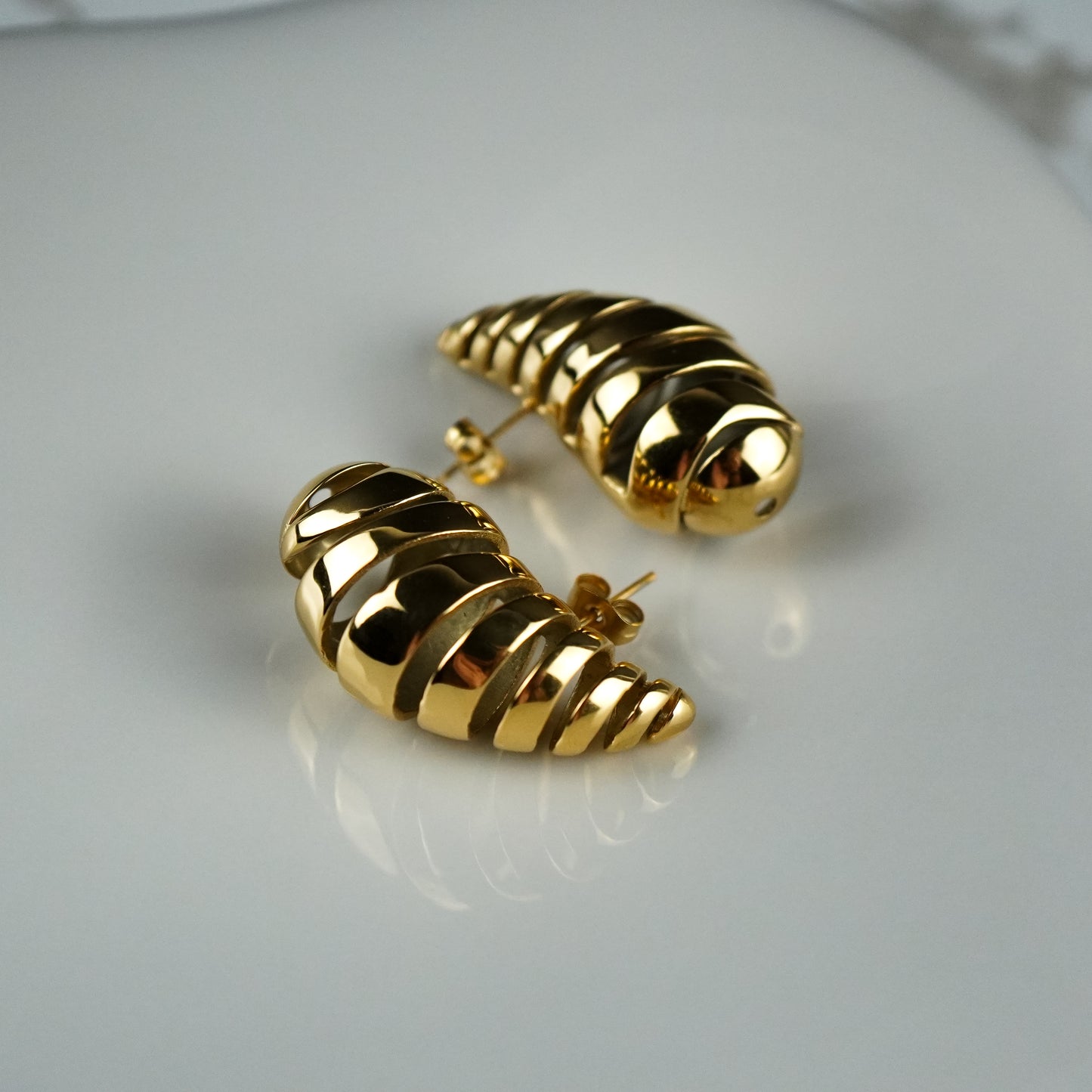 Sliced Drop Earrings Gold