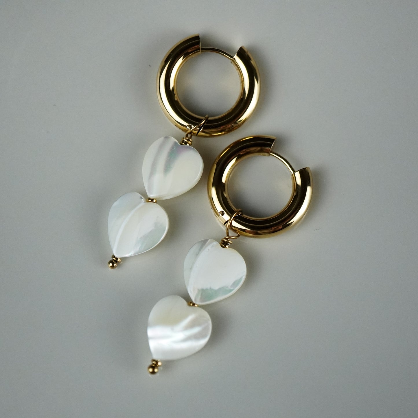 Pearl Heart Earrings Gold
